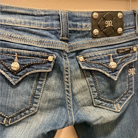 Miss Me Blue Skinny Jeans with Vintage Distress size 27 - Picture 3 of 9